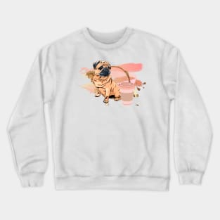 Cute pug and coffee Crewneck Sweatshirt